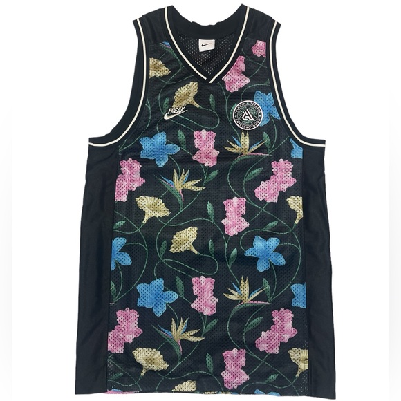 Nike Dri-Fit NBA Giannis Freak Jersey Tank Black Floral Basketball Medium Tall - Picture 3 of 16